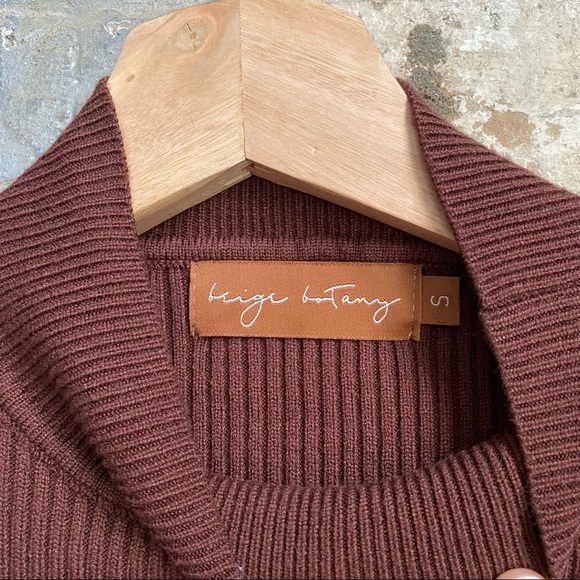 Brown Knit Open Back Long Sleeve Mini Dress SzS - Picture 4 of 6